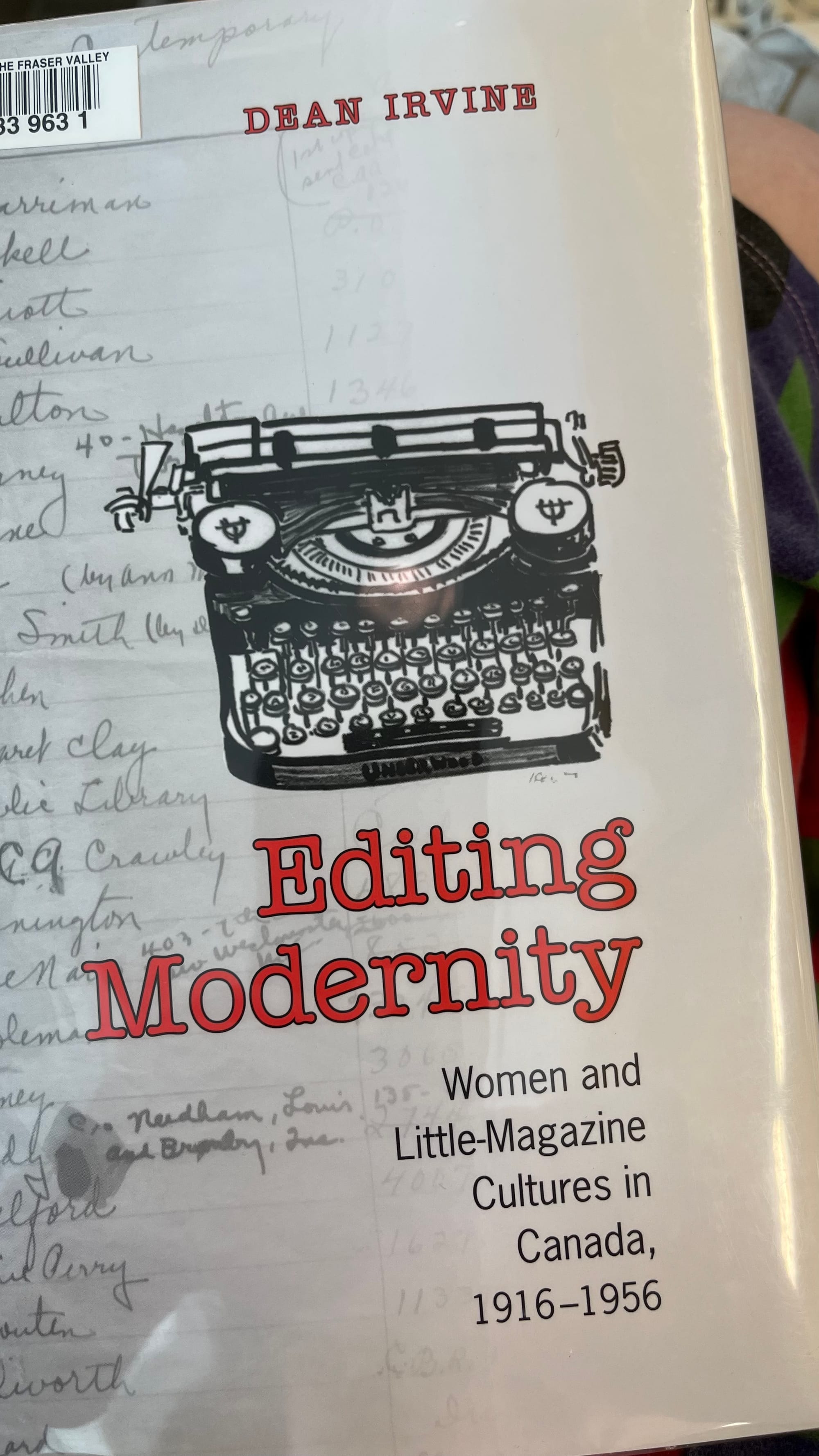 book cover of Editing Modernity by Dean Irvine with a black hand drawn typewriter
